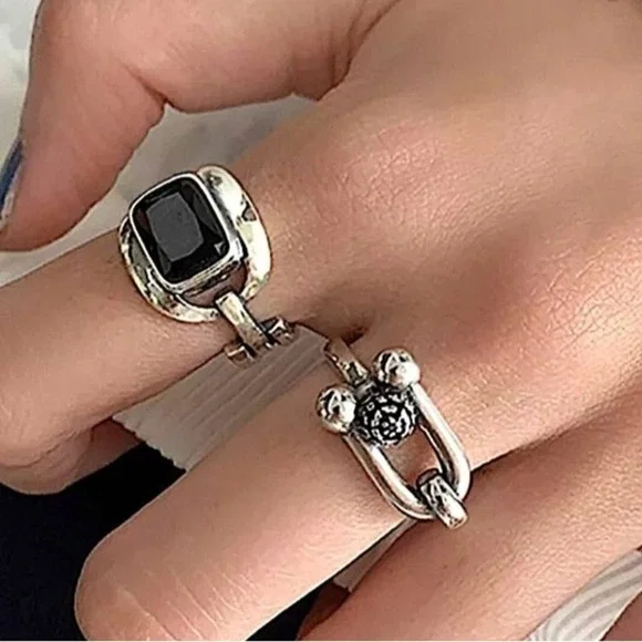 Sterling Silver Horseshoe Necklace Bracelet Ring Set Matching Bundle HorseBit - Picture 8 of 10